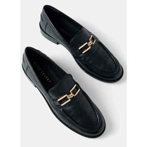 Mint Velvet Black Leather Classic Loafers